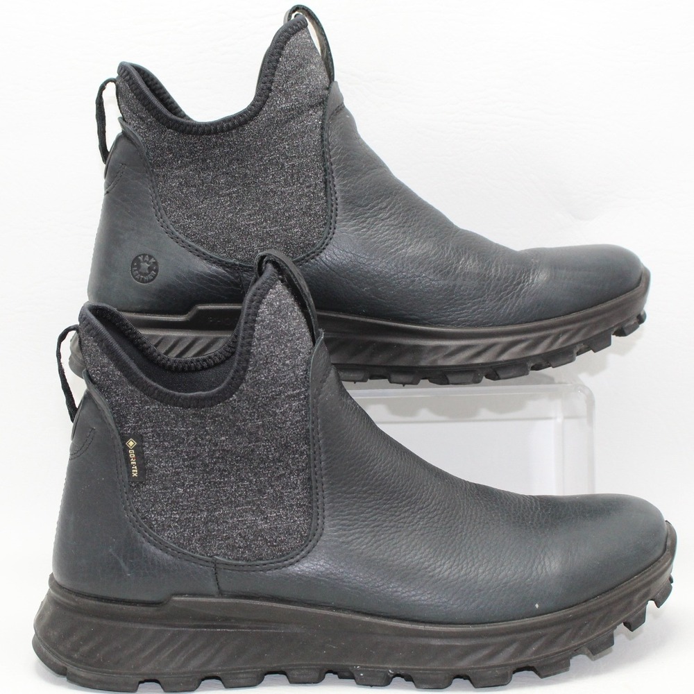 ECCO Exostrike Gore-Tex Yak Leather Boots Black/Dark Shadow Waterproof Womens 6
